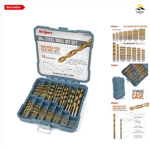 HSS 99pc Drill Bit Set - Titanium Coated - 1-10mm - High Speed Steel - DIY Tools - Picture 1 of 9