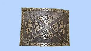 Lions Rampant Saltire Kilt Belt Buckle Antique Finish - Picture 1 of 2