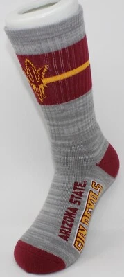 Arizona State Sun Devils NCAA For Bare Feet First String Gray Crew Socks *Large - Image 1 of 4