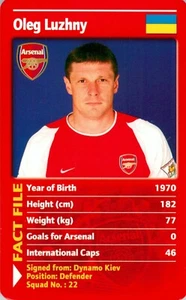 2003 ARSENAL Premier League Card OLEG LUZHNY - Picture 1 of 2