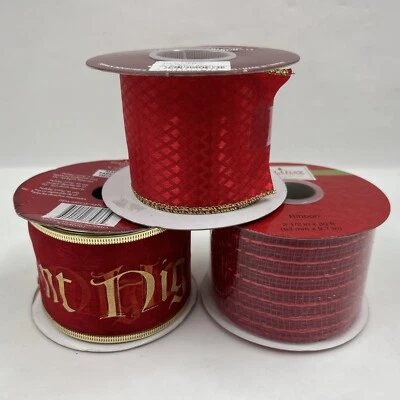 Red Ribbon Lot Of 3 Spools Including 2 Partial And 1 Full 2-1/2” Wide - Image 1 of 4