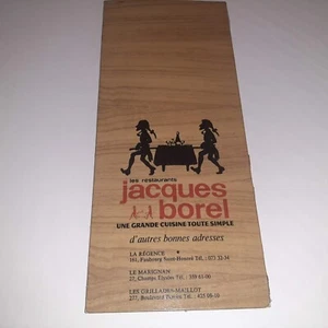 Jacques Borel The Chef's Table Restaurante Menú FRANCIA AÑOS 60 11x5" - Imagen 1 de 4