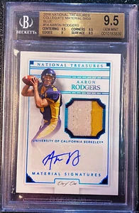 AARON RODGERS 2016 NATIONAL TREASURES BLUE AUTO 2 COLOR PATCH 1/1 BGS 9.5 GEM 10 - Picture 1 of 1