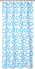 Carnation Home Fashions Blue Circles Stall Printed Fabric Shower Curtain, 54-Inc