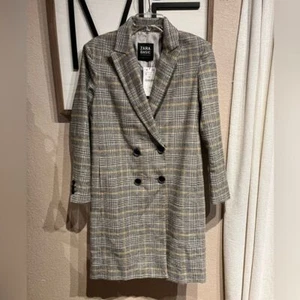 ZARA basics outwear grid plaid long coat - Picture 1 of 3