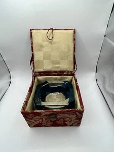 Antique Blue Glass Ashtray In Decorative Chinese Box | Treasure | Gift | Collect - Picture 1 of 16