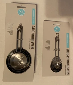 Martha Stewart Edelstahl Messbecher und Löffel 8er Set Brandneu Etikett - Bild 1 von 5