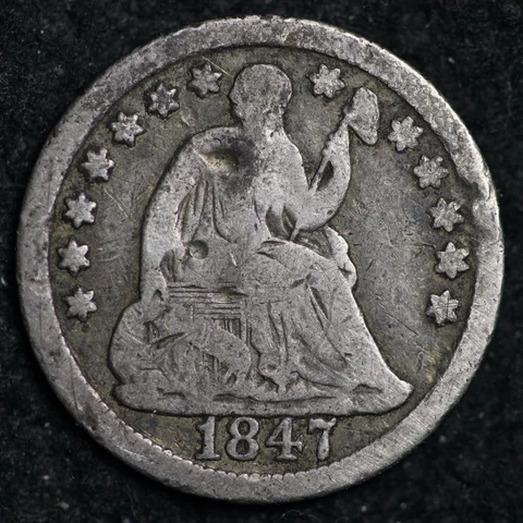 1847 Seated Liberty Silver Half Dime CHOICE FINE FREE SHIPPING E112 AB Cover