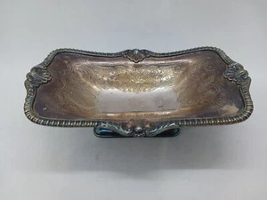 Vintage Barker Ellis Sterling Silver Mounts/ Silver Plated Footed Nut Dish SM - Picture 1 of 6