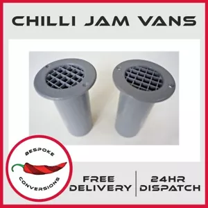 2 x ventilación de piso desplegable, gris 75 mm x 120 mm, autocaravana/autocaravana gas/GLP - Imagen 1 de 8