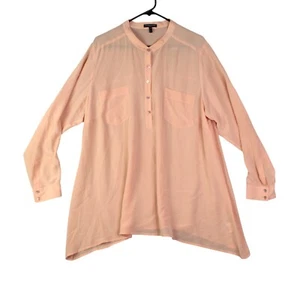 Eileen Fisher Women Silk Blouse Shirt 1X Pink Long Sleeve Breathable Pullover - Picture 1 of 14