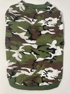 Camo Dog Shirt L Green Brown Black White - Picture 1 of 3