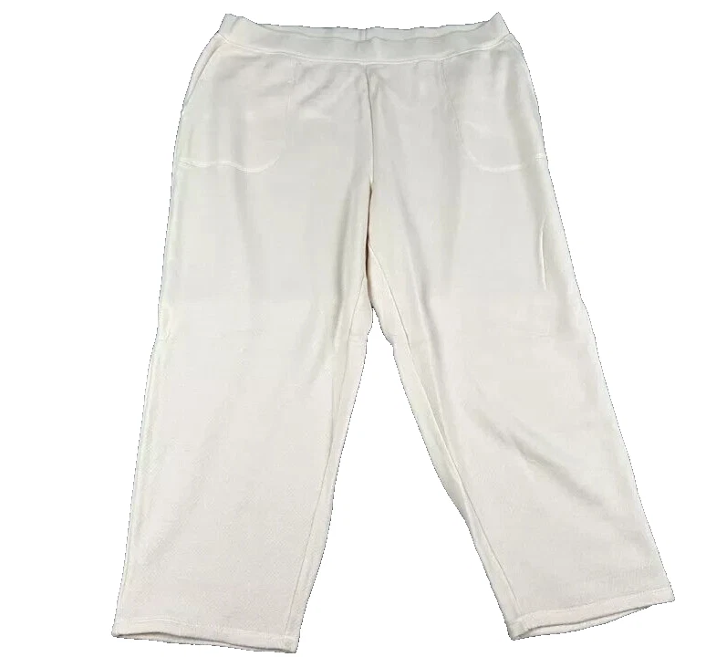 Madewell MWL Airyterry Womens Sweatpants Ivory Stitched Pocket Tapered Plus 2X