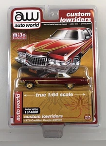 Auto World Custom Lowriders 1976 Cadillac Coupe DeVille Ultra Red Chase - Picture 1 of 3