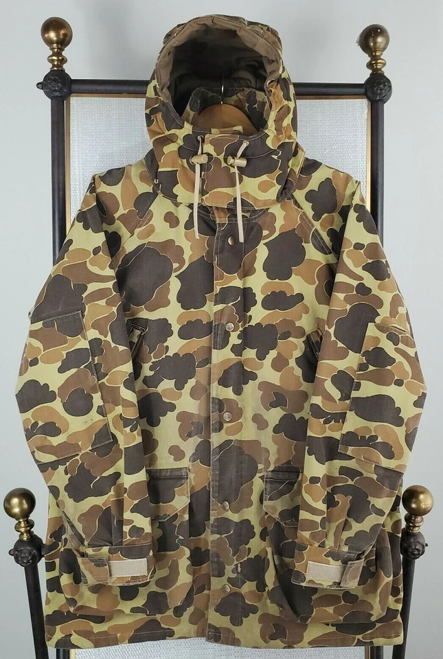 VTG 80s COLUMBIA Size Medium GoreTex Made in USA Hooded Camo Hunting Jacket Coat - Image 1 of 4