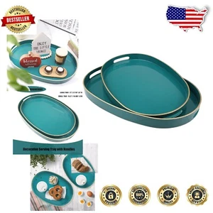 Versatile Green Oval Trays - Perfect for Display and Organization, Set of 2 - Picture 1 of 9