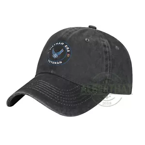 Cappello da baseball regolabile in denim unisex veterano dell'era Air Force Vietnam - Foto 1 di 8
