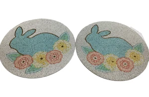 Easter Bunny Pastel 14 inch Round Beaded Charger Placemat Center Piece Set of 2 - Picture 1 of 8
