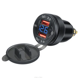 Cargador USB doble para motocicleta QC3.0 adaptador de corriente rápida voltímetro para teléfono GPS - Imagen 1 de 13