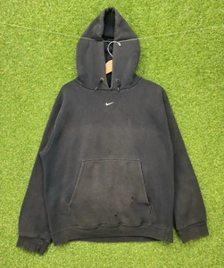 Sudadera con Capucha Nike De Colección Para Hombres Mediana Desteñida Negra Centro Mini Swoosh Y2K Patinador Años 2000 - Imagen 1 de 12