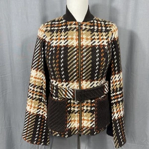 Retro Cape Coat Womens 6 Crochet Plaid 70s Jacket Preppy Hippie Academia - Picture 1 of 11