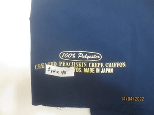 3 yds x 40" Vintage Made in Japan Creased Peach Skin Crepe Chiffon Navy Blue - Picture 1 of 1