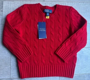 NEU MIT ETIKETT $ 200 RALPH LAUREN ROT 100 % KASCHMIR PULLOVER GRÖSSE 2/3 - Bild 1 von 3