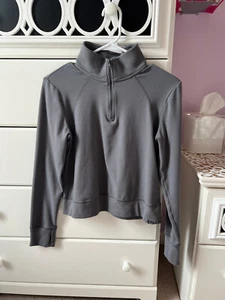 Abercrombie Fitch Girl's Fleece 1/4 Zip Grey 13/14 Light & Warm Stand up Collar - Picture 1 of 4