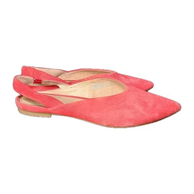 HALOGEN Sadie Red /Coral Suede Slingback Flats Shoes Pointed Toe US 6M. - Image 1 of 4