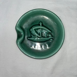 Vintage Greek Green Glazed Dish/Ashtray/Spoon Rest Boat “Rhodes” - Picture 1 of 3