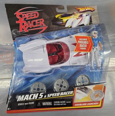 Figura y lanzador de hojas de sierra Hot Wheels SPEED RACER Mach 5 Car & Speed Racer Foto 1 de 4