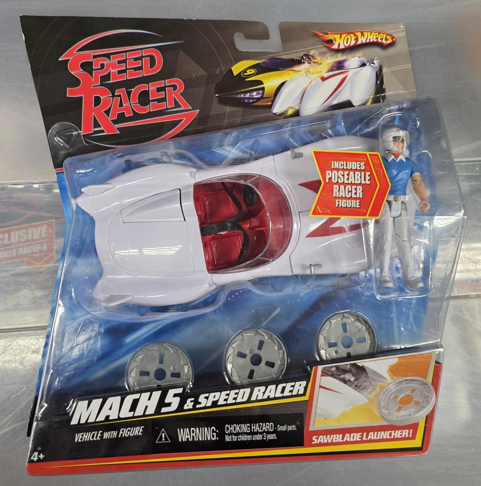 Hot Wheels SPEED RACER Mach 5 Car & Speed Racer Figure & SawBlade Launcher - Image 1 of 4