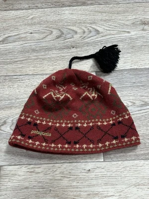 Patagonia Beanie One Size Unisex Red Adult Beanie Wool Blend D195 Tassel Ski Hat - Image 1 of 4