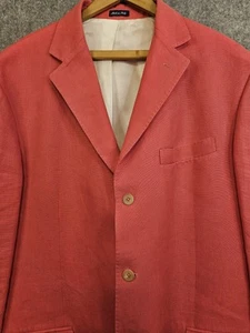 Polo Ralph Lauren Italy Men's XL Linen Sport Coat Blazer Coral Pink Lined Retro - Picture 1 of 13
