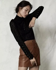 Aje Skirt Shrimpton Leather Mini Tan Size AU6/ US 2 - Picture 1 of 7