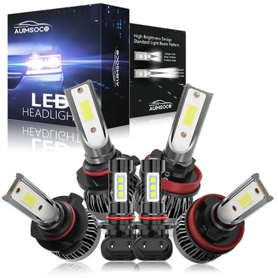 For Chevrolet Malibu 2013-2015 LED Headlight Kit Hi/Lo Fog Beam Bulbs Cool White - Image 1 of 4