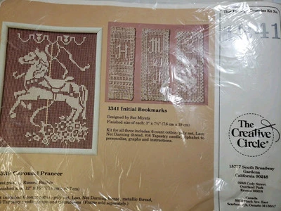 Vintage The Creative Circle Lace Net Darning Kit 1341 Initial Bookmarks - Image 1 of 4