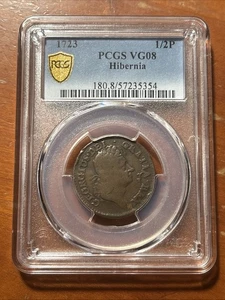 1723 Wood's Hibernia Colonial Halfpenny - PCGS VG08 - Picture 1 of 4