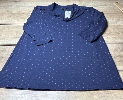 Женский J. Jill Wearever коллекции темно-синий топ с розовыми точками размер средний новый с Ярлыками - Изображение 1 из 4