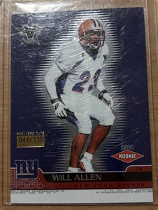 2001 Vanguard Premiere Date Will Allen s/n 41/115 Card #129 RC New York Giants - Bild 1 von 3