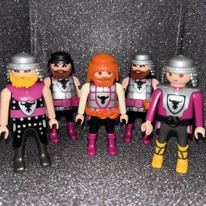 Lote De 5 Playmobil Figura Hombre Caballero Negro/Púrpura Ropa 3123 3888 5787 G532 - Imagen 1 de 4
