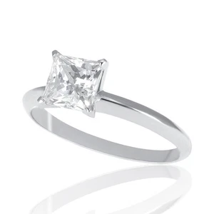 Anillo de compromiso de diamantes de 1/3 quilate corte princesa H/VS2 oro blanco de 14 k - Imagen 1 de 5