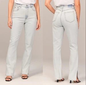 NEW Abercrombie & Fitch Jeans Slim Straight Ultra High Rise Ankle Slits 34 / 18 - Picture 1 of 10