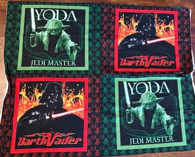 Vintage 2005 Star Wars Fabric Darth Vader Yoda Jedi Master Pillow Panel 34 x 45” - Image 1 of 4