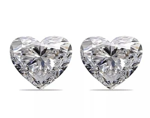 Brilliant 3.7 Ct CVD Lab Diamond Pair Heart Shape D Color VVS1 Certified 5ARN - Picture 1 of 3