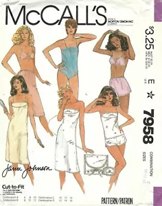 McCall's 7958 slip intero e mezzo, camicetta, reggiseno, mutandine, pantaloni a rubinetto taglia 10-14 NON TAGLIATI - Foto 1 di 4