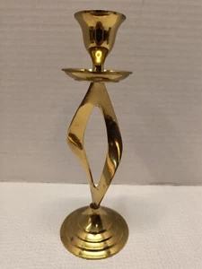 Vintage MCM Polished Brass Twist Candle Holder 8" Hampton Brass 88115 India - Picture 1 of 10
