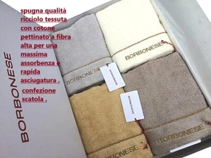 SET SPUGNE BORBONESE  8 PZ. : 4 ASCIUGAMANI CM. 100 X 60 + 4 OSPITI CM. 50 X 40 - Picture 1 of 7