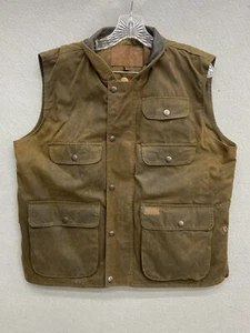 Outback Trading Vest Mens Large Overlander Oilskin Flannel Lined Leather Collar - Picture 1 of 12