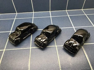 3 VINTAGE VW Black Bug Beetle Volkswagen Bugs Glass Bottles 1960’s 1950’s - Picture 1 of 5